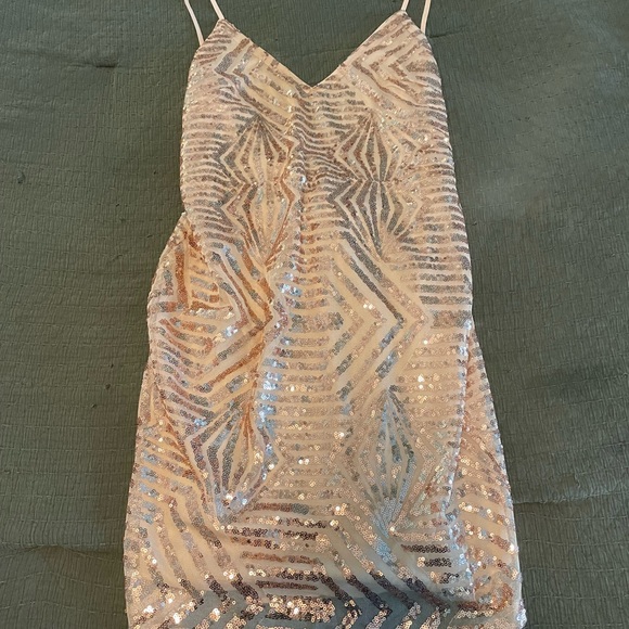 Rose Gold Sequin Mini Dress - Picture 3 of 7